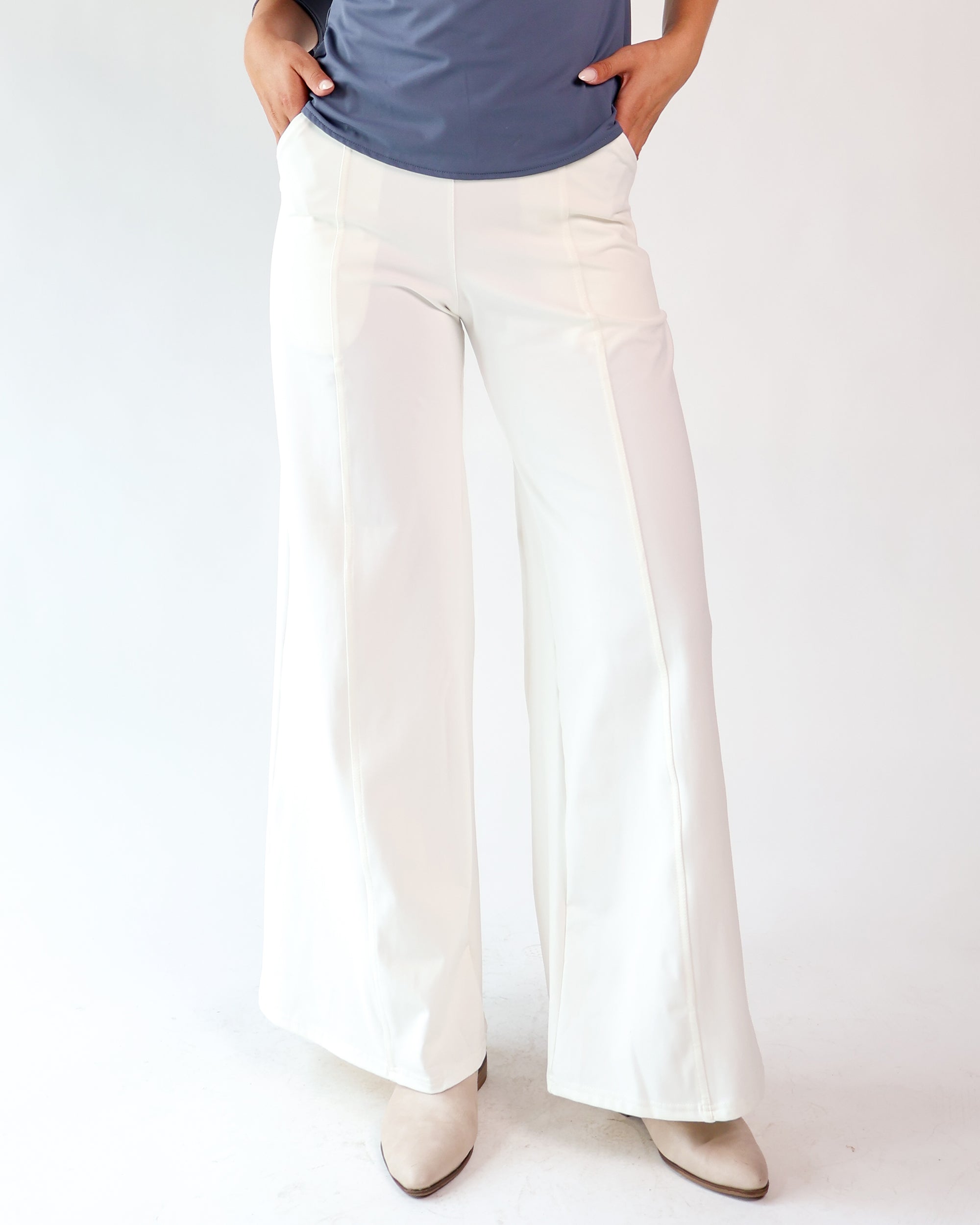 Atlas Wide Leg Pant in Kenai White | Wear & Roam